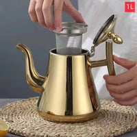 Théière acier inox poli avec infuseur filtre