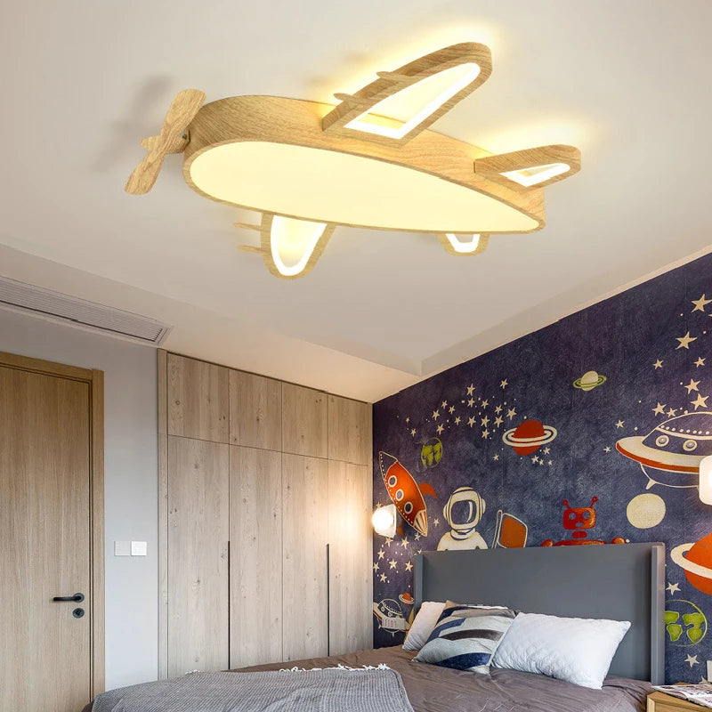 plafonnier en bois massif moderne pour chambre d'enfant romantique - vue 4 sur 10