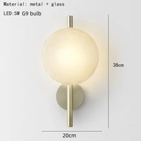 applique murale nordique en verre transparent avec lampe en métal