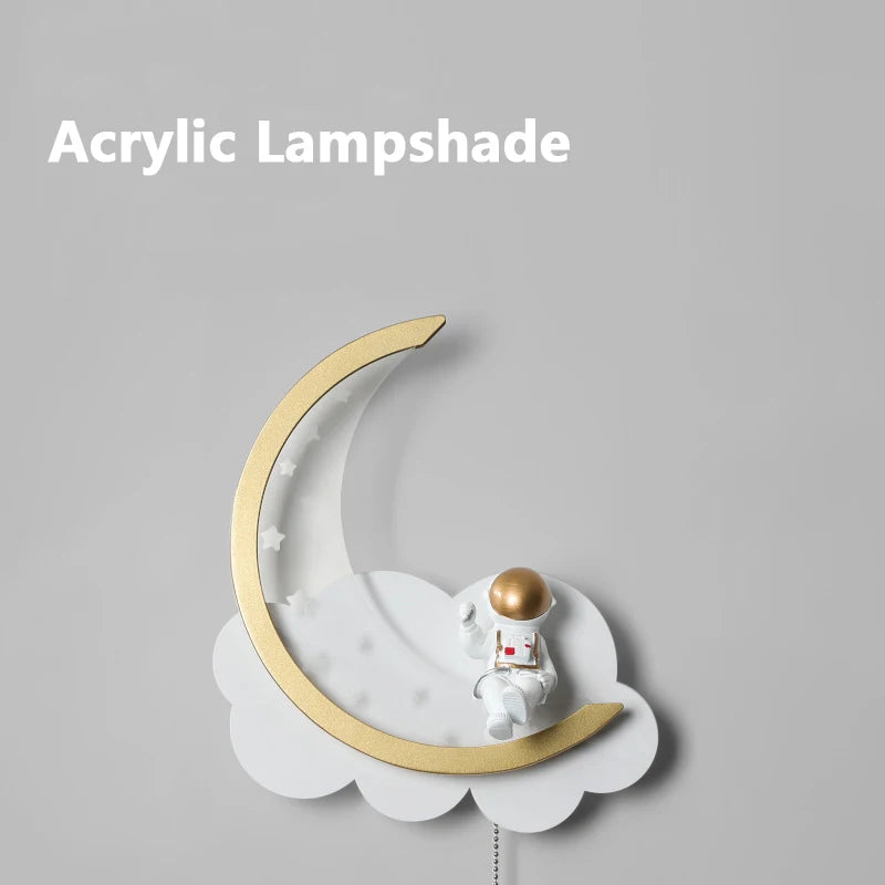 Applique murale moderne en forme de lune avec veilleuse led - vue 6 sur 7