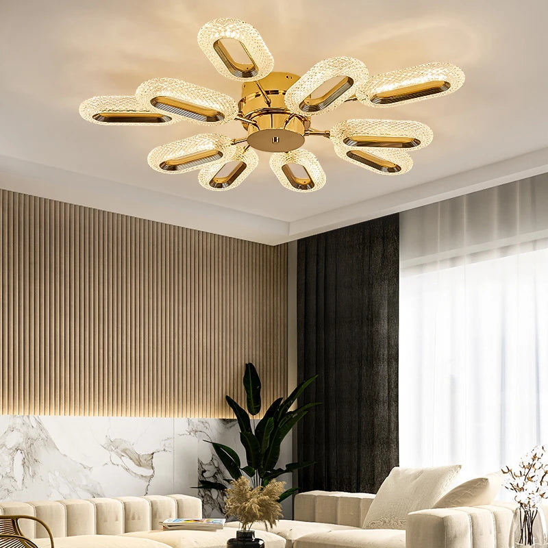 SANDYHA Post-moderne LED Lustre En Cristal Fleur Plafond Salon Salle À Manger Villa Étude Balcon Couloir Décoration De La Maison Lampes - vue 3 sur 10