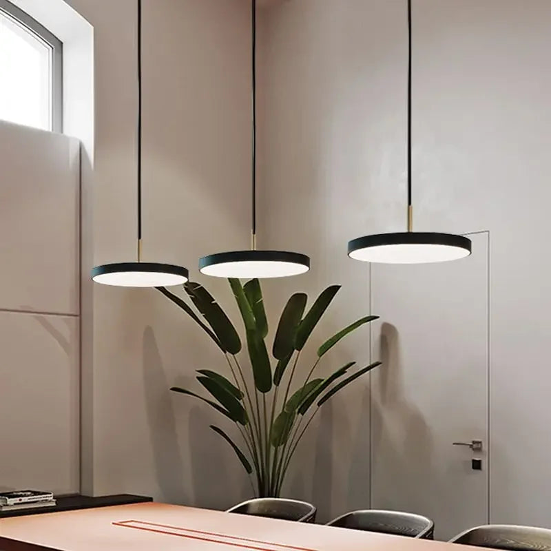 Suspension LED moderne avec disque d'étude - vue 3 sur 12
