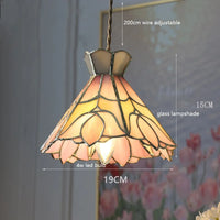 Suspension vintage en cuivre avec abat-jour en verre fait main
