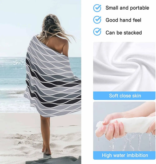Serviette de plage motif vagues abstraites style marocain
