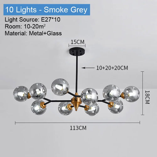 plafonnier led suspendu boule de verre design moderne luminaire intérieur - vue 13 sur 14