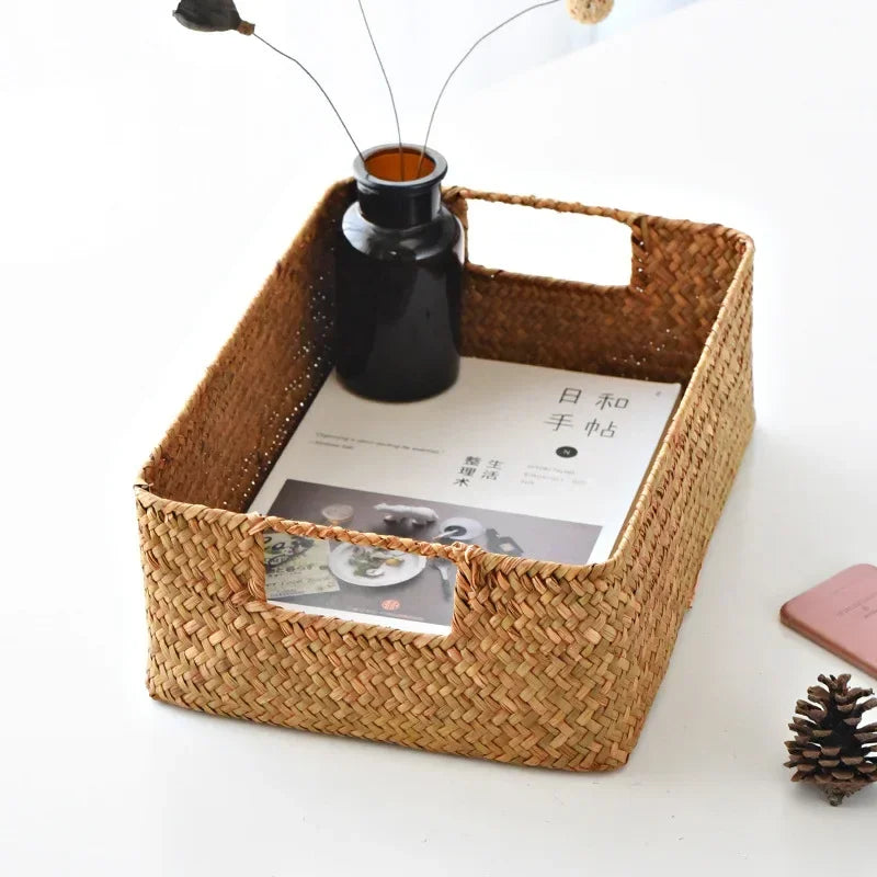 panier en osier tressé pour rangement et décoration - vue 4 sur 8