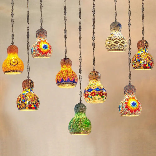 lustre en mosaïque turque fait main style art déco romantique en verre coloré