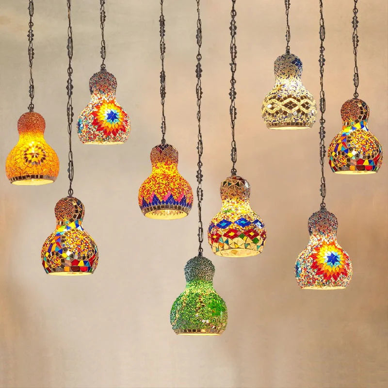 lustre en mosaïque turque fait main style art déco romantique en verre coloré - vue 3 sur 16