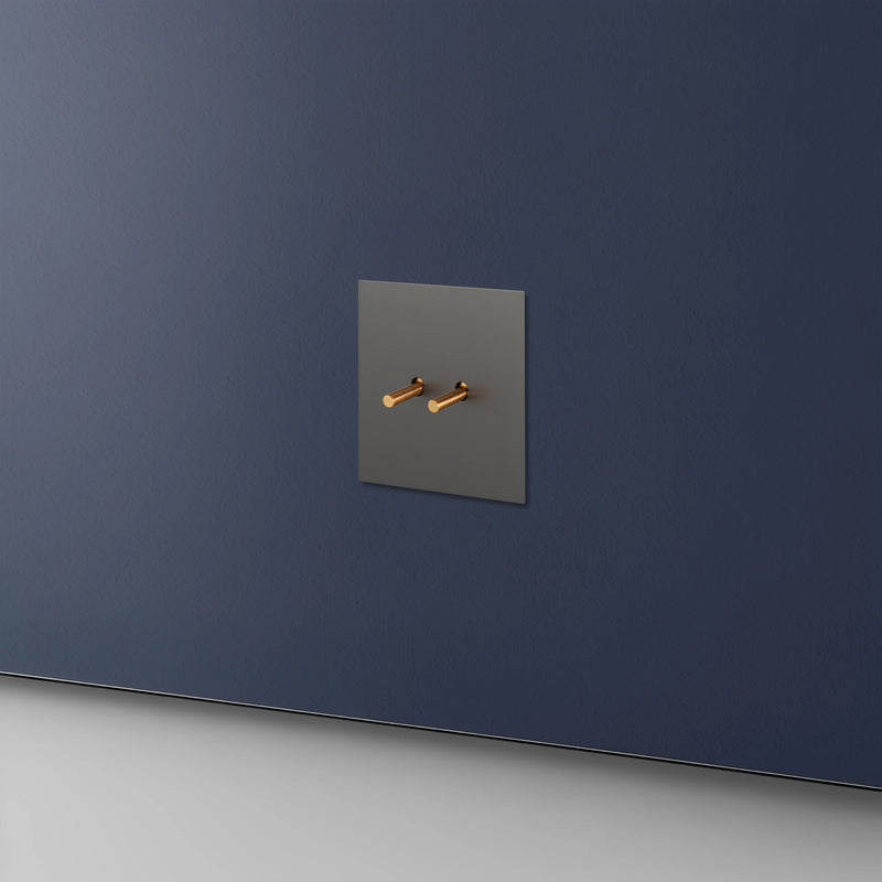 Interrupteur simple switch en acier gris brossé et doré