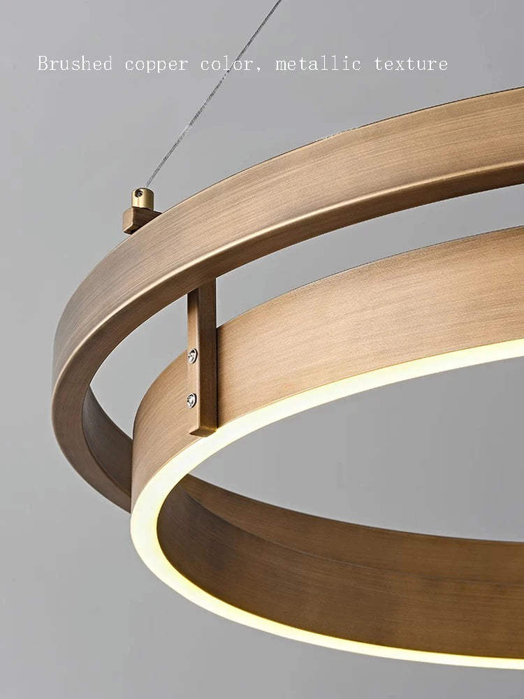 lustre nordique en bronze brossé avec suspension led - vue 4 sur 9