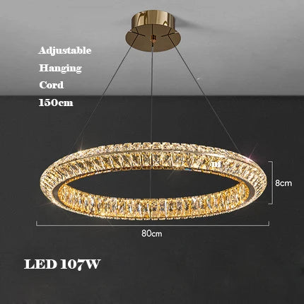 lustre en cristal doré design postmoderne pour intérieur élégant