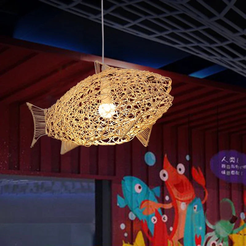 Nordique moderne suspension lumières créatif poisson Art bambou luminaire LED salon décor lampes suspendues cuisine Restaurant lumière - vue 9 sur 9