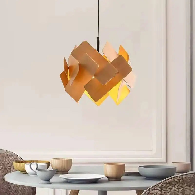 lampes suspendues créatives en bois avec cordon réglable - vue 5 sur 10