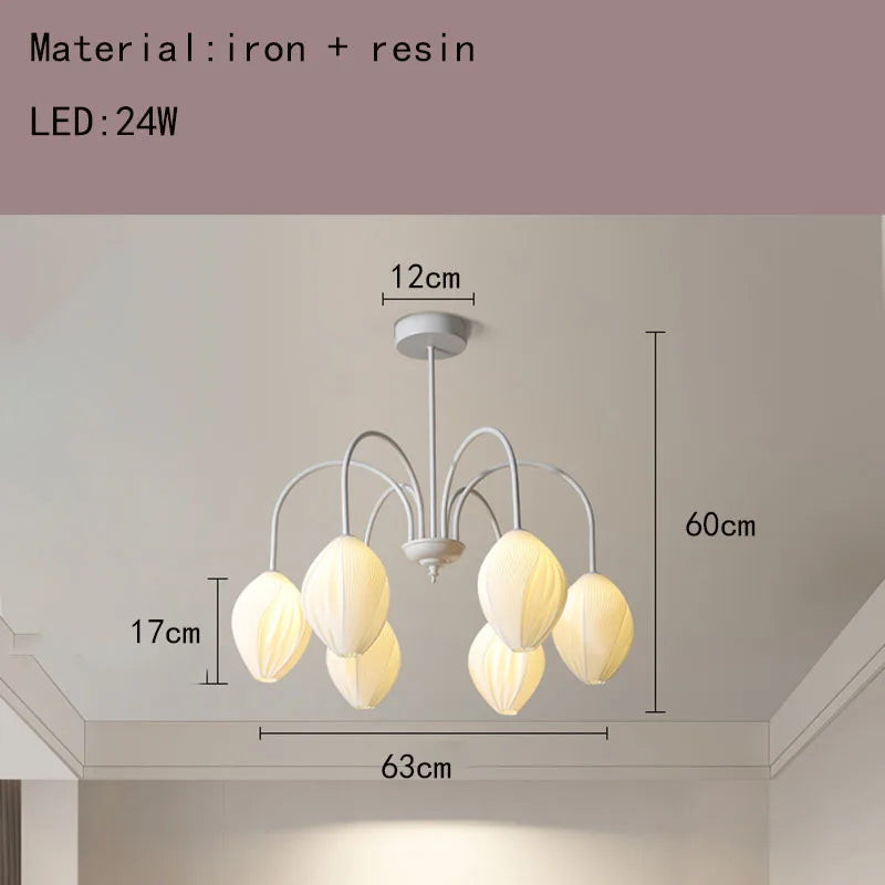 lustre en résine avec abat-jour romantique en métal - vue 14 sur 14