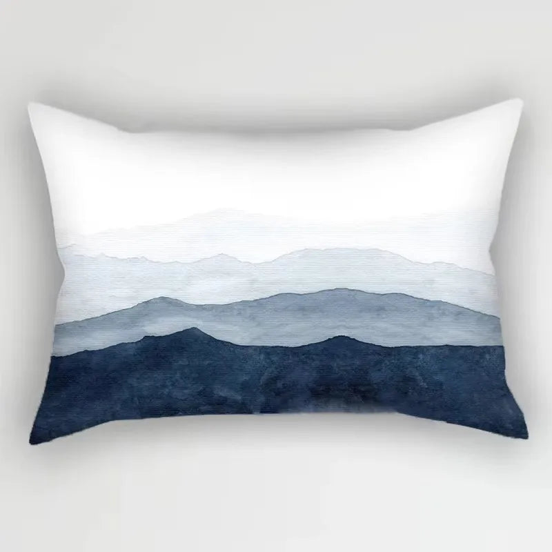 taie d'oreiller rectangulaire à fleurs et feuilles bleues