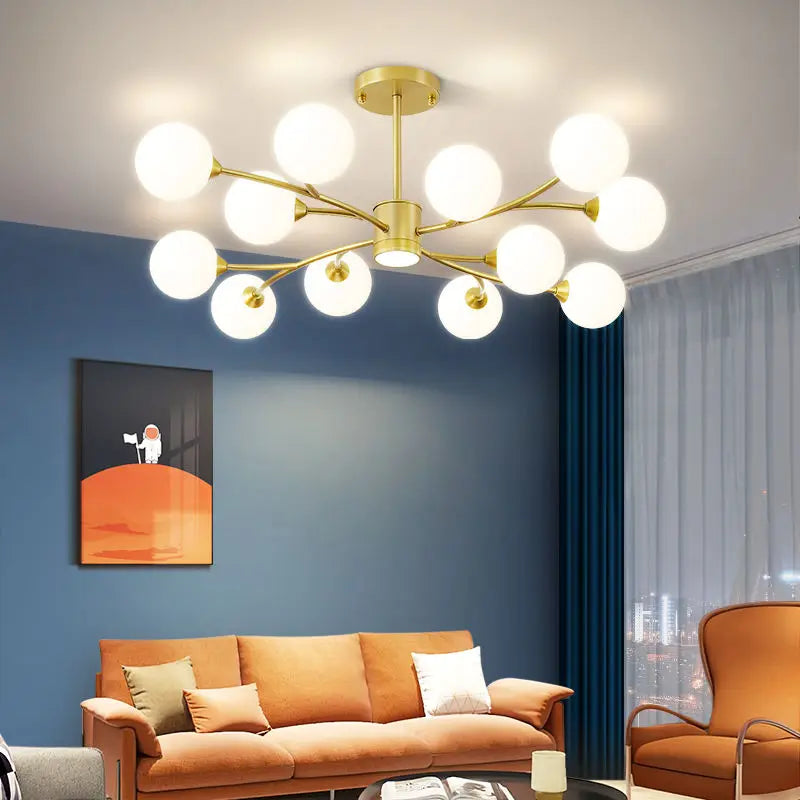 lustre nordique en verre led pour décoration de cuisine - vue 3 sur 14