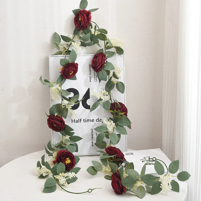 soie simulation rose fausse fleur vignes décoratives artificielles - vue 9 sur 11