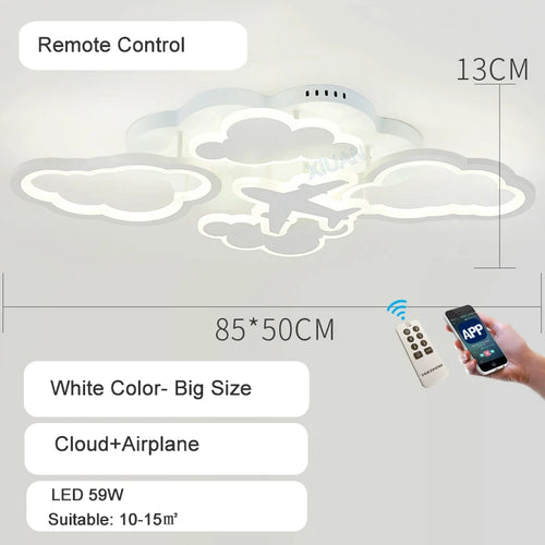 lustre led moderne en forme de lune étoile nuage pour enfants - vue 24 sur 25