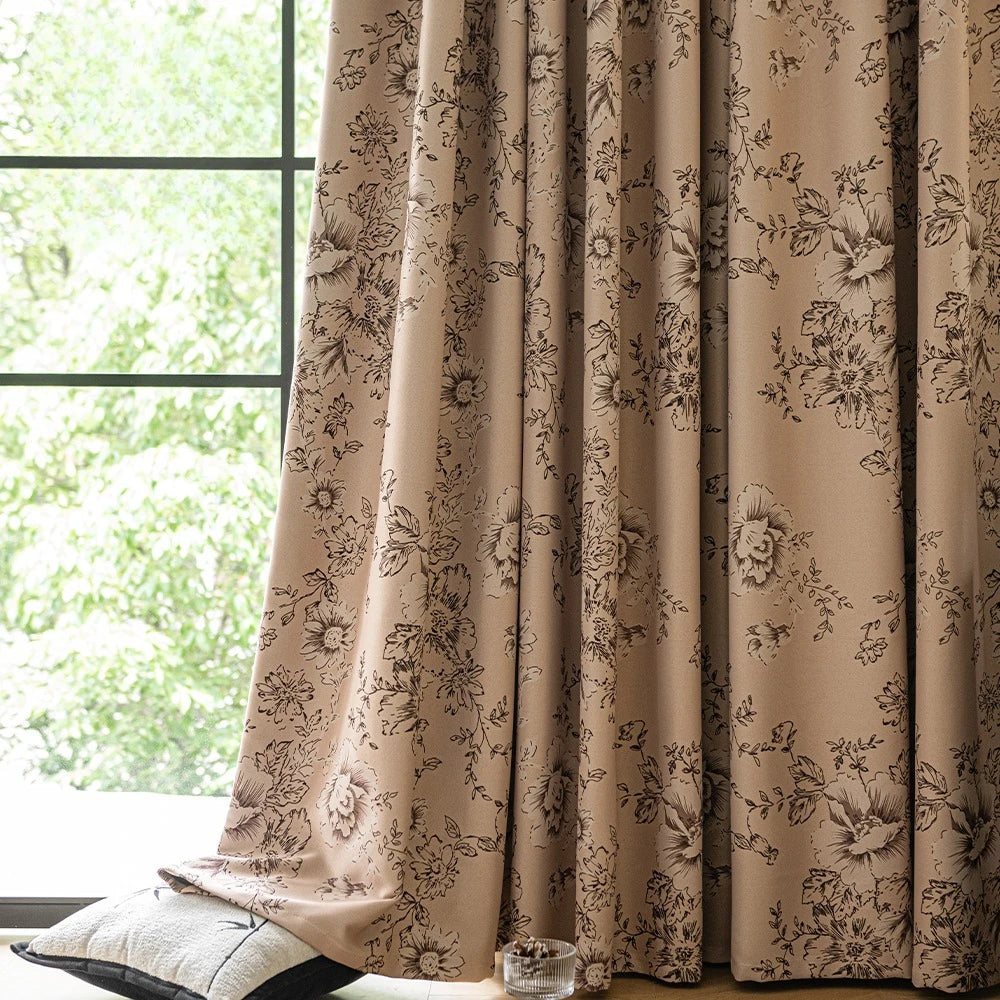 Rideau occultant motif floral moderne pour salon chambre