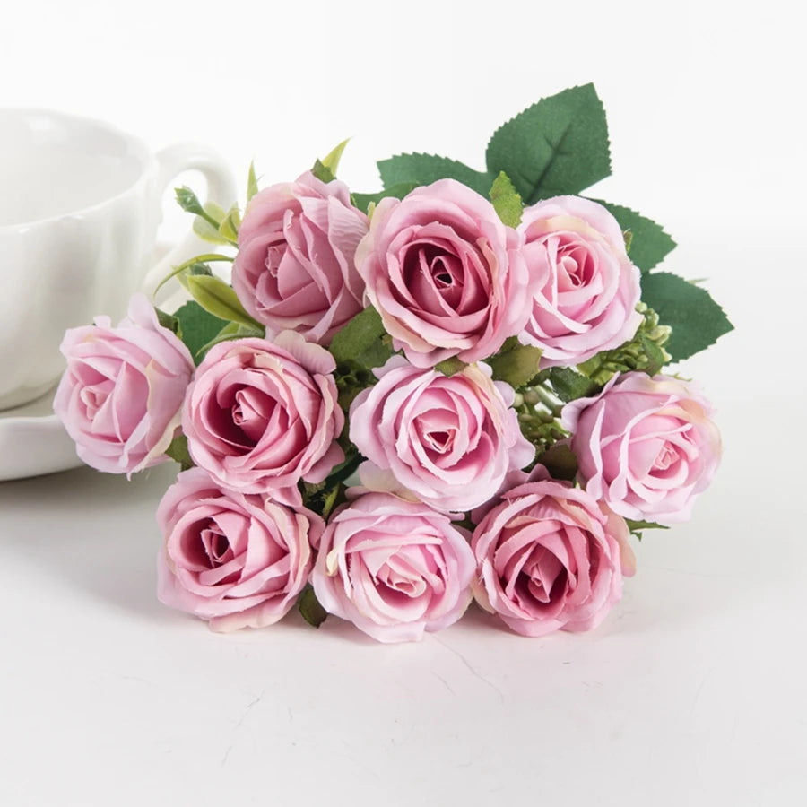 bouquet de roses artificielles en soie pour décorations et événements festifs - vue 10 sur 12