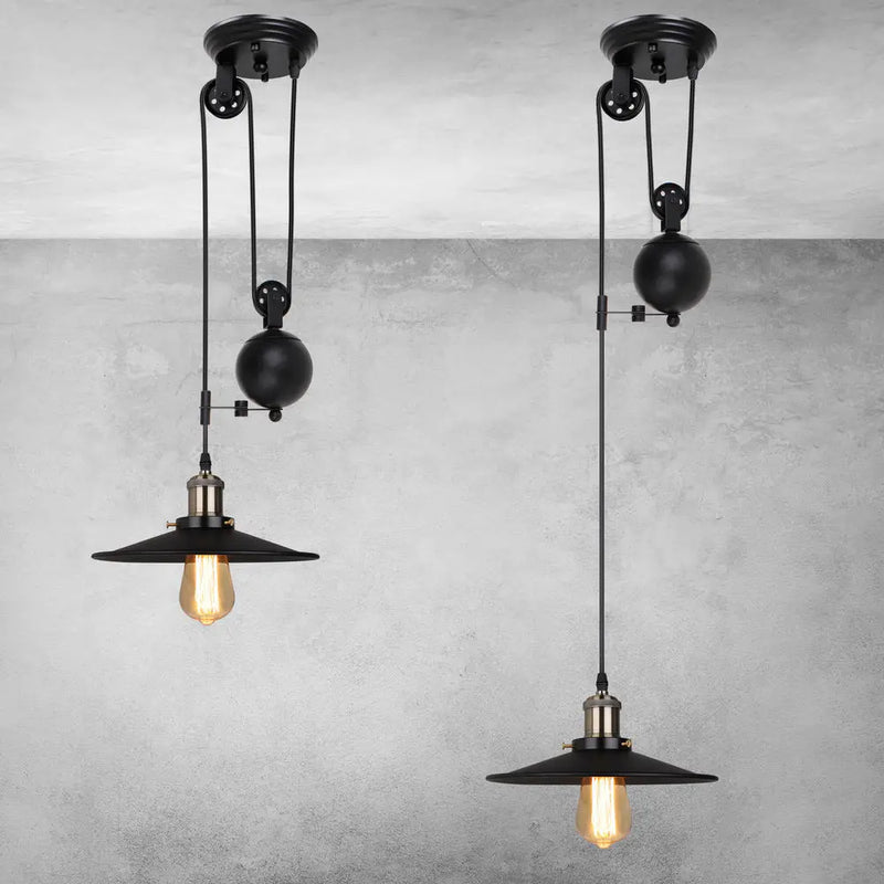 Suspension Poulie en fer rétro Vintage Loft Antique réglable