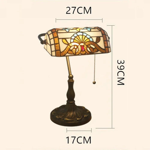 lampe à poser rétro nordique en verre teinté décor baroque méditerranéen - vue 5 sur 6