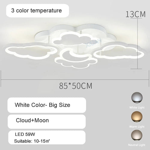 lustre led moderne en forme de lune étoile nuage pour enfants - vue 10 sur 25