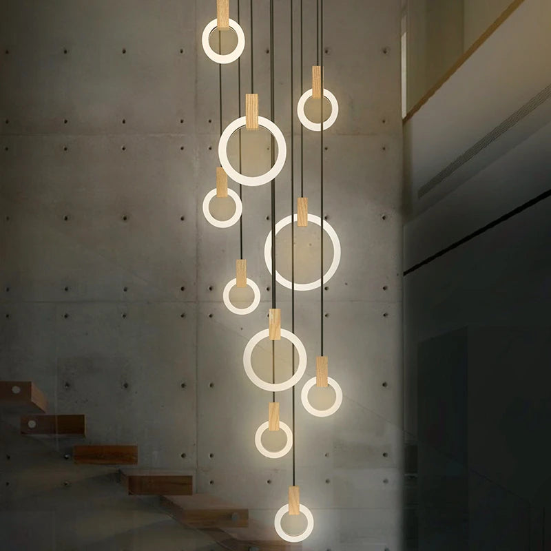 Modern Creative Led Wooden Living Room Chandelier, Bedroom Lamps Nordic Attic Chandelier, Dining Room Decorative Chandelier - vue 2 sur 6