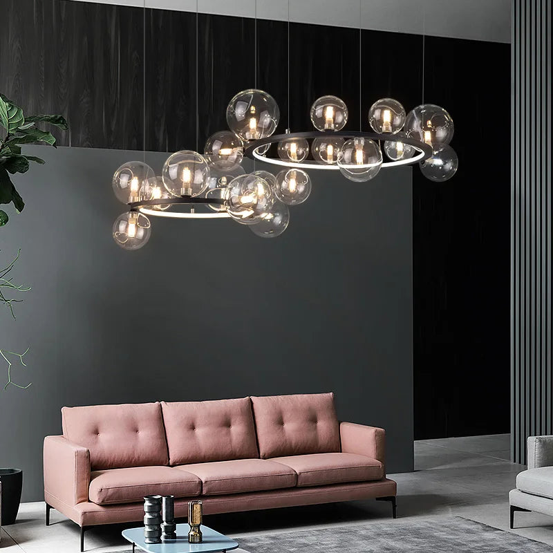 lustre en métal avec boule en verre pour décoration intérieure - vue 3 sur 25