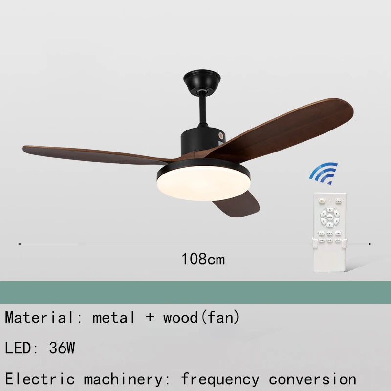 ventilateur de plafond moderne en bois avec lumière led et télécommande - vue 9 sur 12