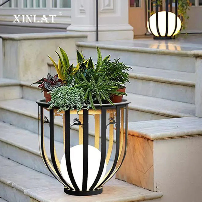 lampe solaire imperméable en treillis pour jardin villa table