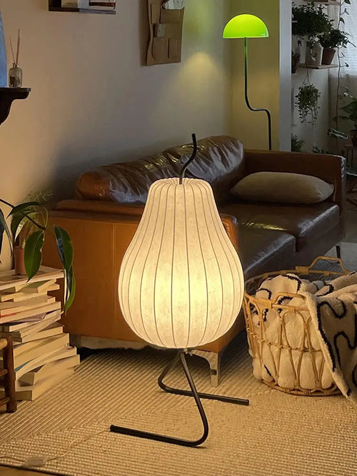 lampe de sol wabi sabi style japonais en soie décoration intérieure - vue 7 sur 8