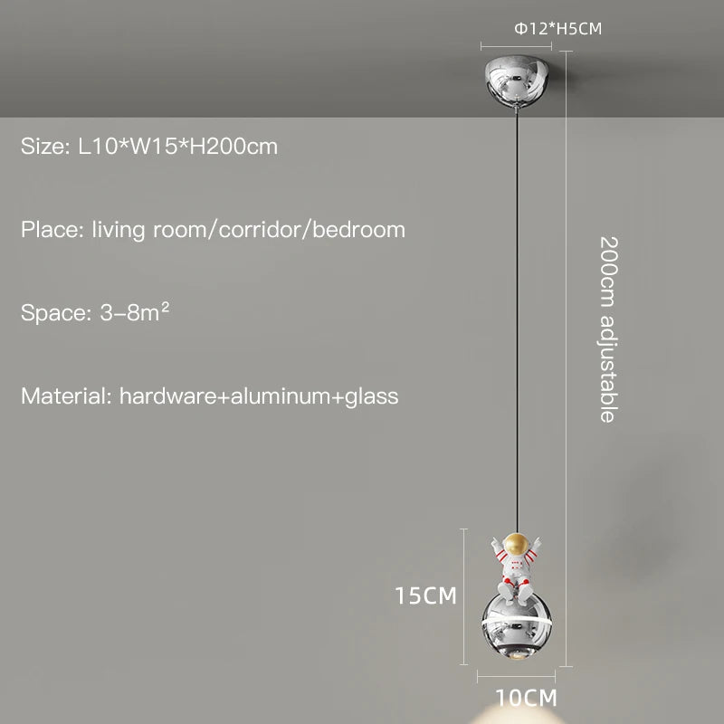 lustre moderne led design astronaute petites suspension - vue 9 sur 18