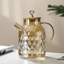 Bouilloire verre couvercle bambou filtre amovible infusions