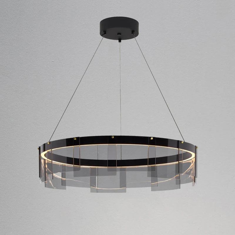 lustre moderne nordique en verre fumé led suspendu - vue 4 sur 9