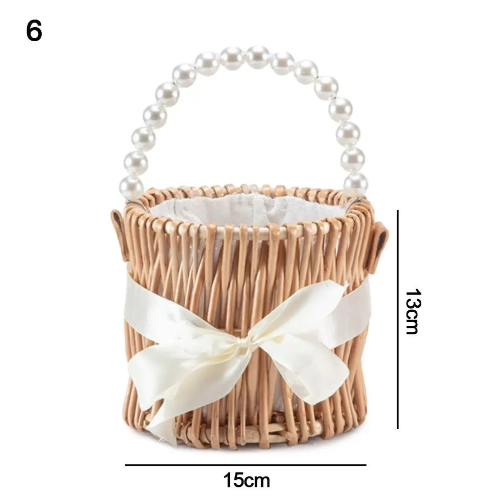 panier tressé en rotin demi-lune avec poignée robuste - vue 11 sur 13