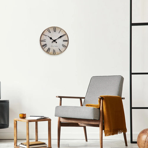 horloge murale en bois rétro avec chiffres romains décorative et silencieuse - vue 7 sur 7