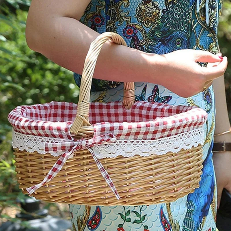 panier en osier ovale pour pique-nique mariage ou cadeau - vue 5 sur 7