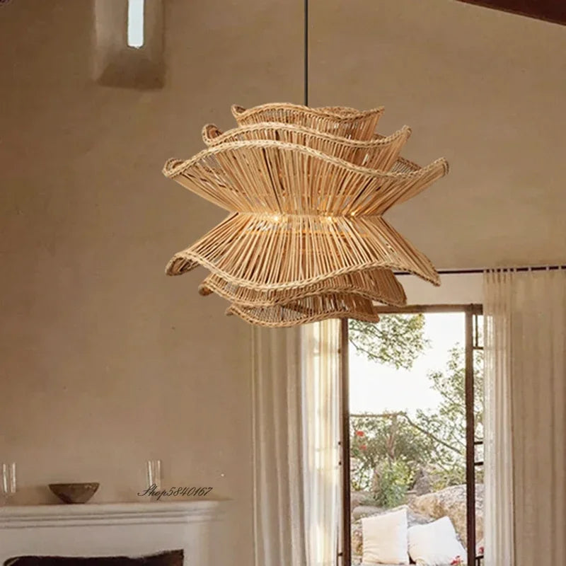 Lampe créative en rotin à plusieurs niveaux - vue 3 sur 8