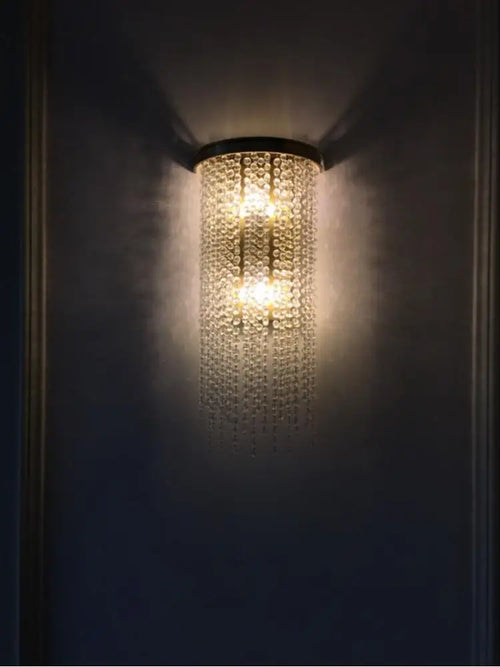 applique murale moderne en cristal doré pour intérieur élégant - vue 7 sur 8