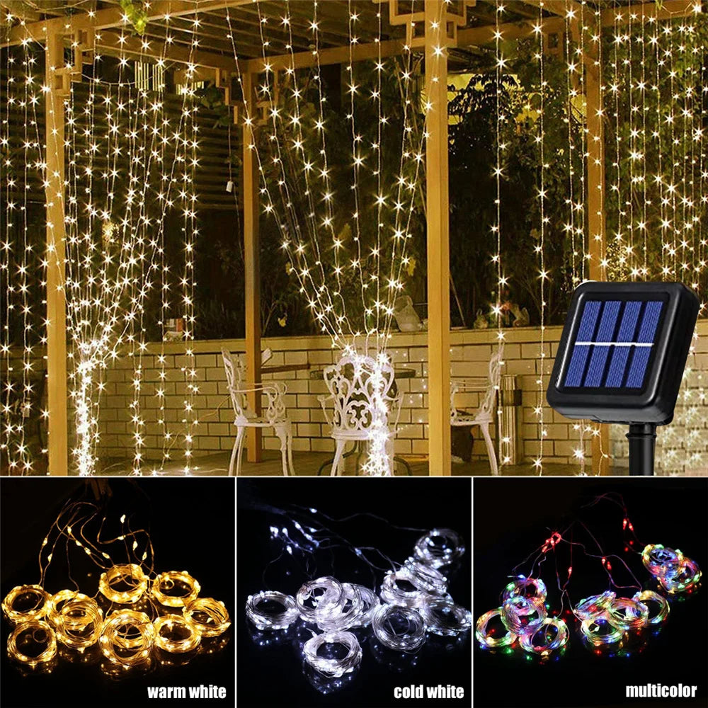 guirlande lumineuse solaire étanche 300 led pour extérieur décoratif - vue 4 sur 9