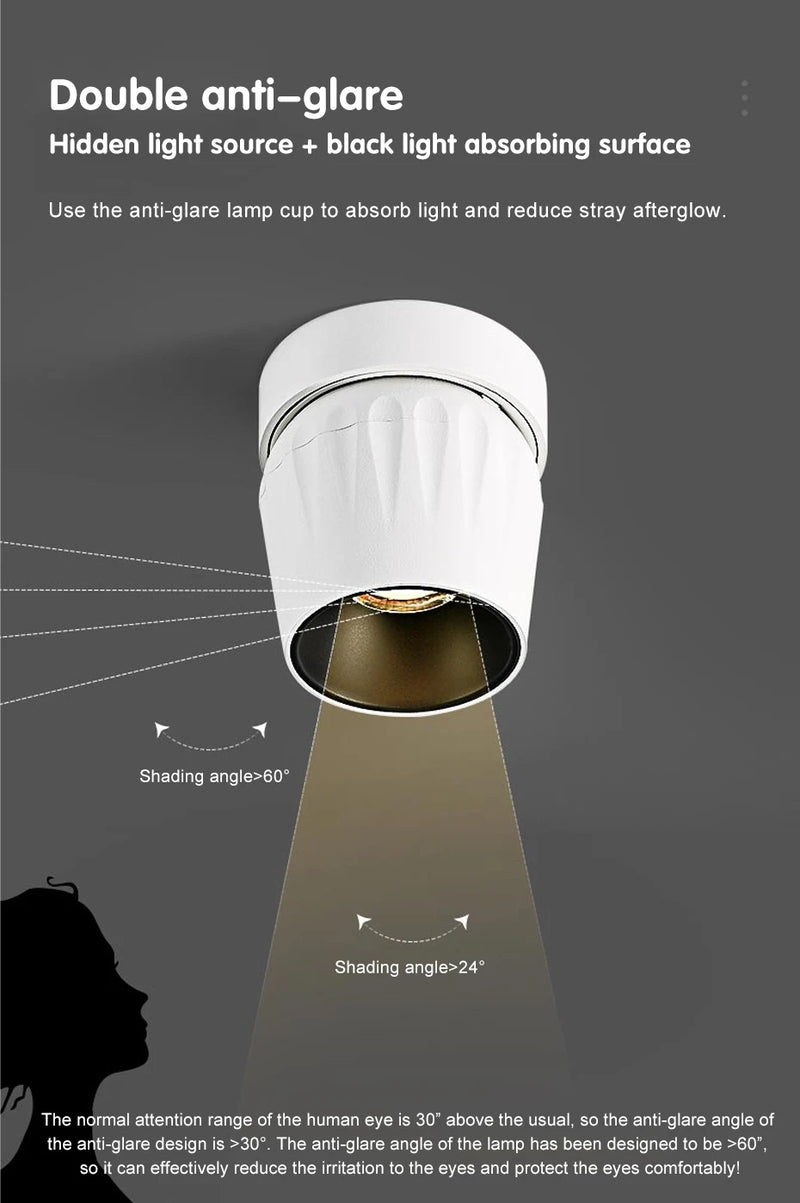Spot Led pliables lampe Dimmable COB spots 15w Surface montée Downlight pour éclairage intérieur chambre LED lumières