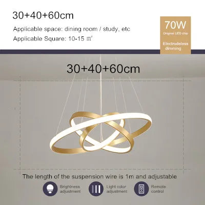 lustre moderne style nordique avec télécommande et anneau lumineux - vue 14 sur 30