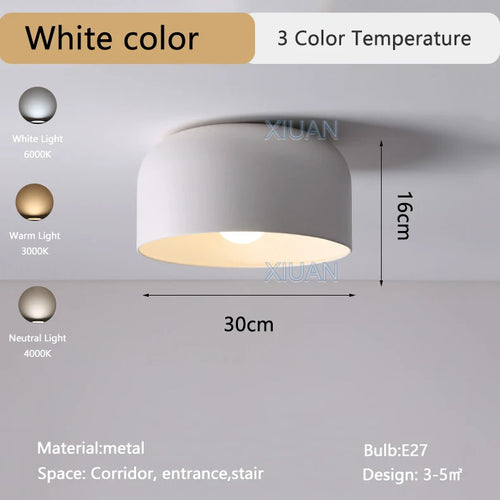 Lampes de plafond noires blanches modernes LED E27 plafonnier d'entrée pour balcon allée hôtel couloir éclairage lampes en fer en métal 220 V - vue 9 sur 8