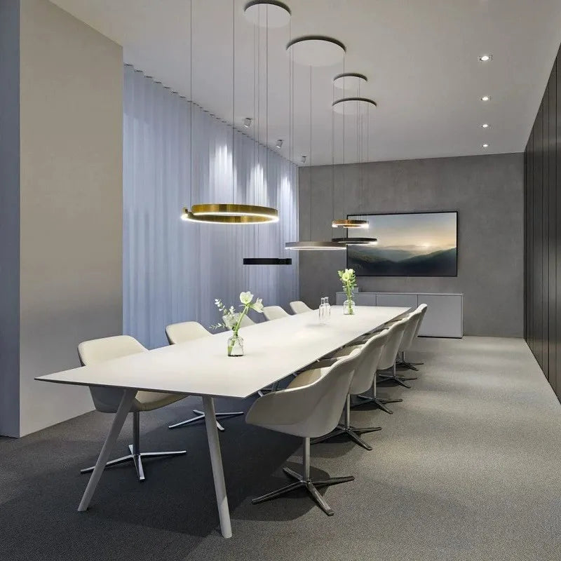 lustre moderne en acier inoxydable en forme de c pour restaurant - vue 5 sur 10