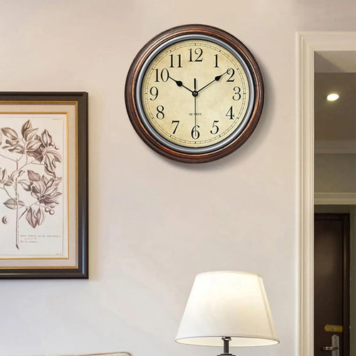 horloge murale vintage silencieuse facile à lire chiffres romains arabes - vue 5 sur 7