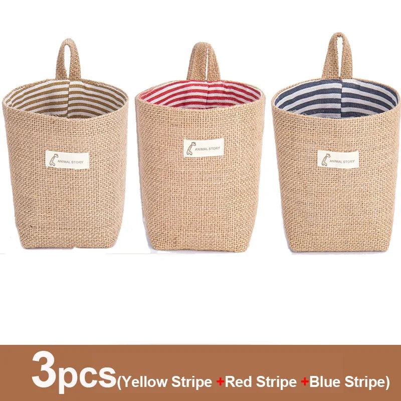 lot de 3 paniers suspendus en toile de jute pour rangement décoratif - vue 13 sur 13