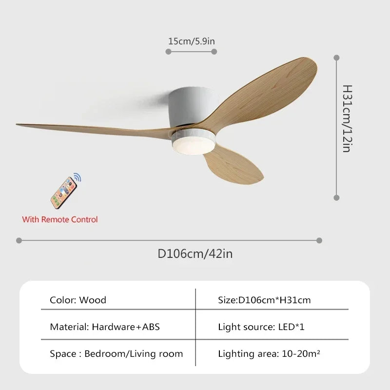 plafonnier ventilateur lumineux avec télécommande design nordique - vue 9 sur 11