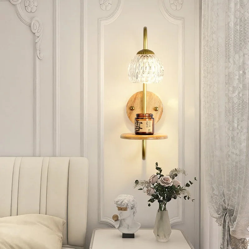 appliques murales led modernes avec étagère en verre transparent - vue 5 sur 10