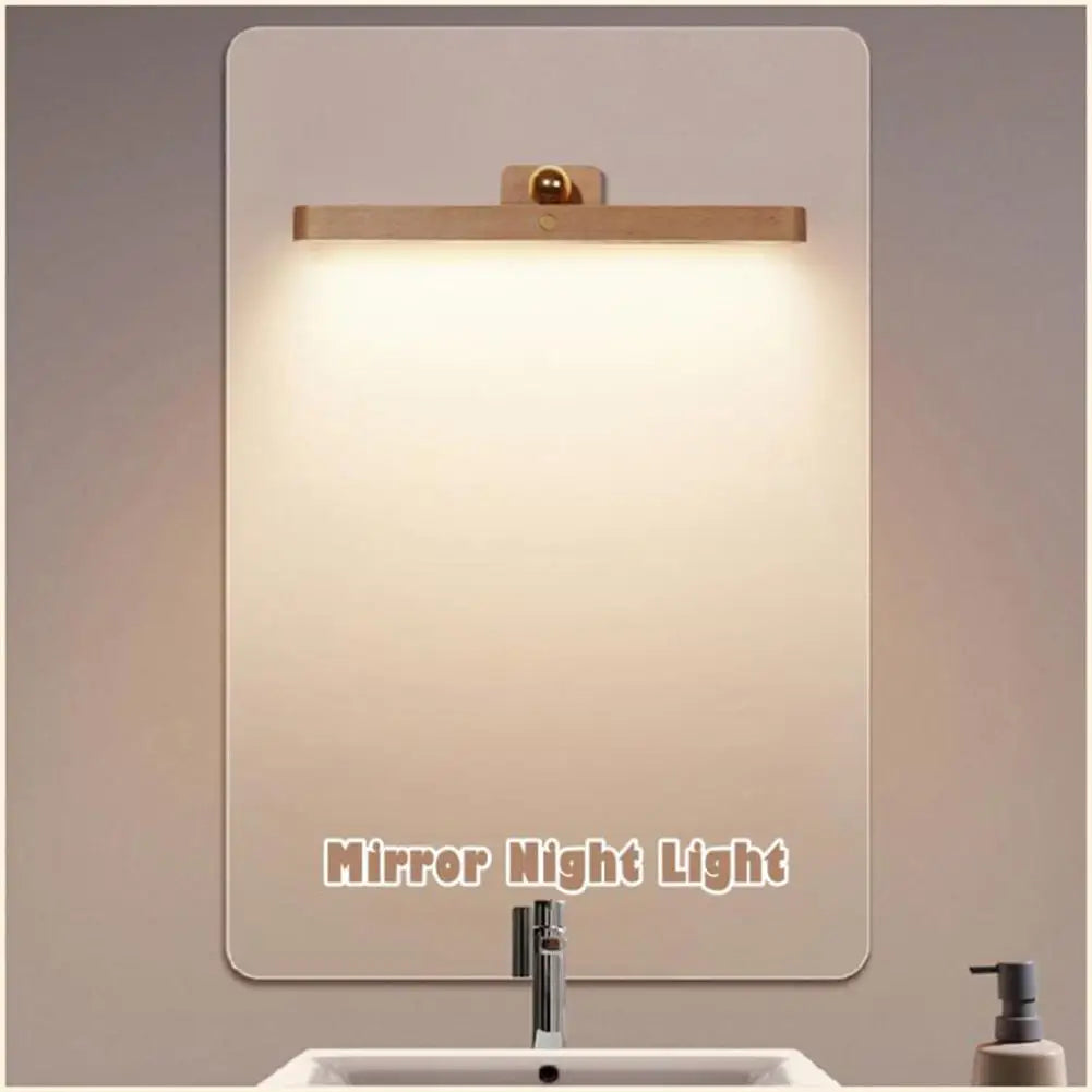 LED en bois veilleuse miroir avant lumière de remplissage Portable Rechargeable magnétique applique murale chambre lampe de chevet - vue 4 sur 6
